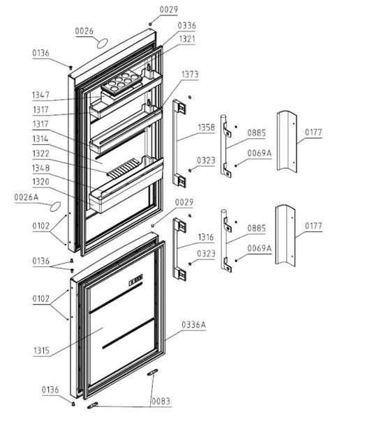 ESCR355GE Refrigerator Section Top Door Shelf